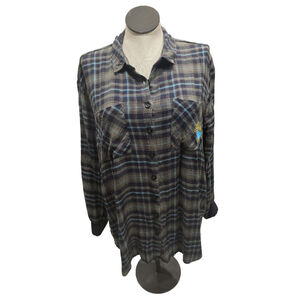 Torrid Plaid Flannel Shirt Blue/Khaki Size 2= 2X